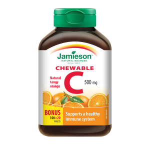 Jamieson Vitamin C 500 mg, tablete za žvakanje s prirodnim okusom naranče